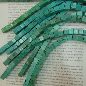 turquoise cube beads, 6x6x6mm, white howlite beads, 16&quot; strand long.