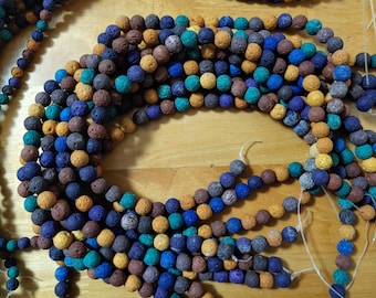 6mm or 8mm lava color mixed round beads, 15.5 inch