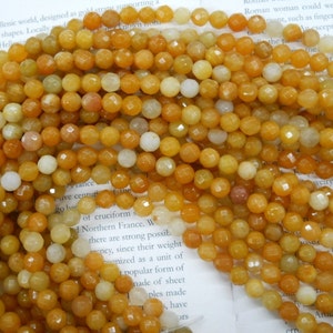 8mm yellow jade faceted beads, 15 inch