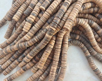 10mm natural coocnut heishi beads, 16 inch