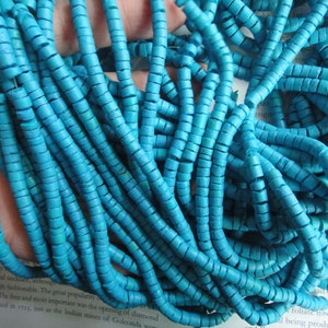azul turquesa, contas heishi de coco de 5 mm, 22 polegadas de comprimento