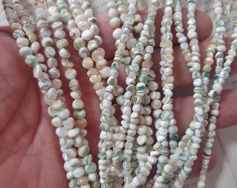 4mm nature blue nautical shell free form beads, near round beads, nugget beads, 15.5 inch