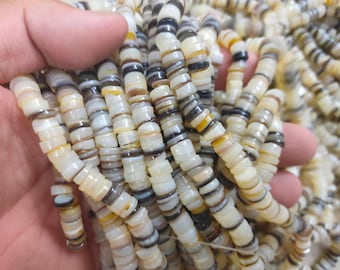 8mm natural black lip shell heishi beads, MOP heishi beads,150 beads, 15.5 inch