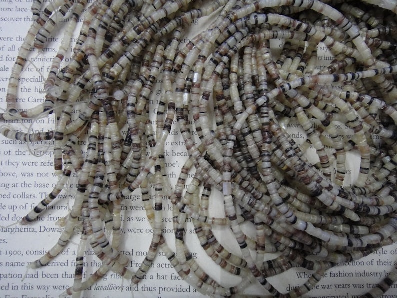 3mm natural shell heishi beads, shell disc beads, 15.5 strand long. image 1