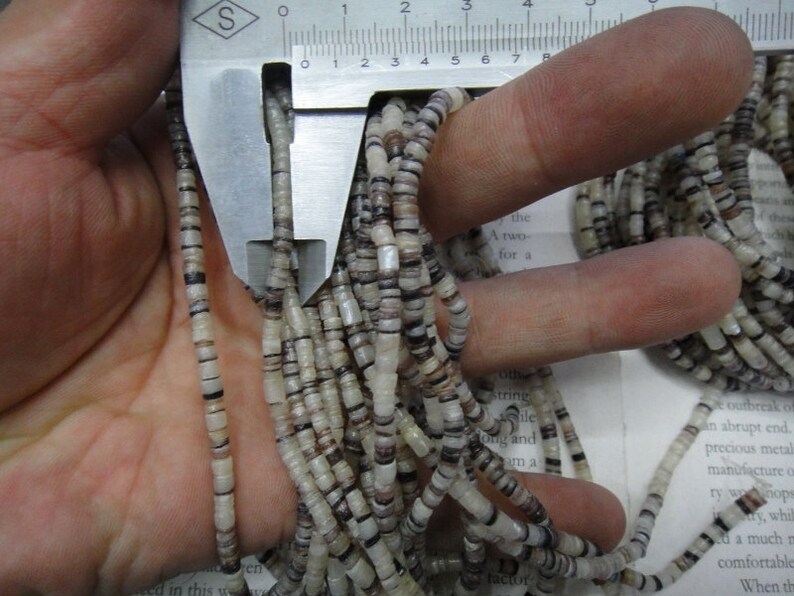 3mm natural shell heishi beads, shell disc beads, 15.5 strand long. image 4