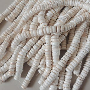 White puka beads, 9-10mm nature white puka shell beads, 15.5 inch long