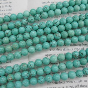 wholesale-3 strands-4mm, 6mm, 8mm, 10mm natural stablized howlite turquoise round beads. image 2