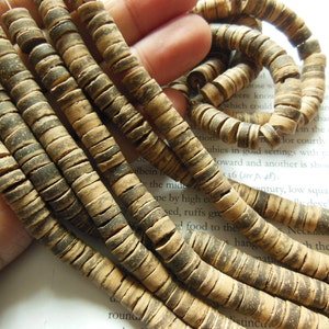 8mm coconut beads, heishi beads, spacer beads, 22&quot; strand long.