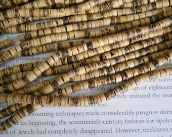 perlas de heishi de coco de 5mm, 22" filamento largo.