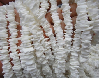 Shell heishi beads, natural shell  chip beads, 8mm, natural white color. 15.5 inch