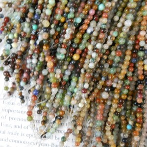 3mm round semi precious stone beads, mixed stone beads, 15.5 inch