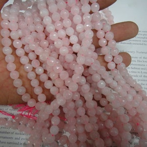 faceted round - 8mm rose quartz beads, 15.5 inch