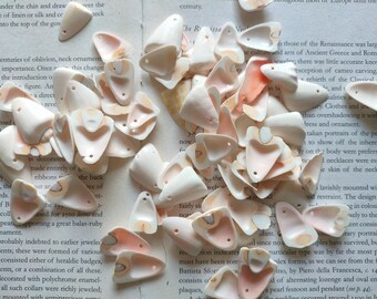 Nature pink shell drop beads, slice earring drop beads, shell charms, MOP pendants, 20 beads