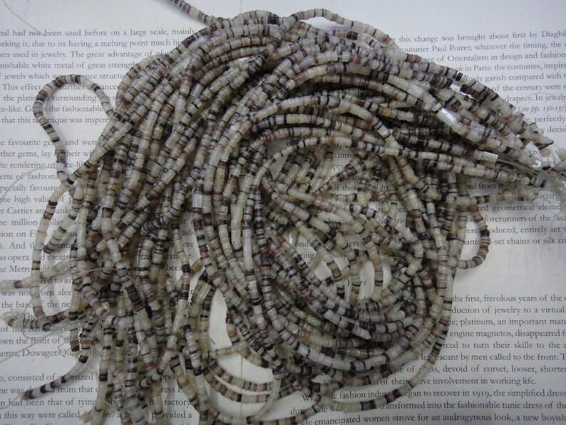 3mm natural shell heishi beads, shell disc beads, 15.5 strand long. image 2