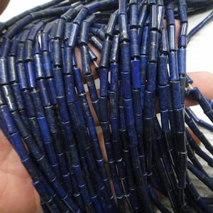 Lapis Lazuli tube beads, 4x13mm, cylinder beads, 15.5 inch