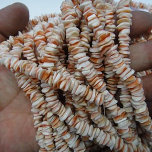 Cuentas de heishi de concha, cuentas de chip de concha de mar Natural, color teñido marrón natural, 8mm, 15,5 pulgadas