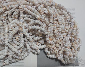 Custom listing, Puka shell, 7-8.5mm natural tiger puka shell beads, 15.5" strand long.