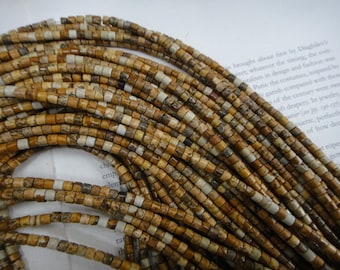 4mm picture jasper heishi beads, 15.5 inch