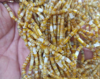 Nature gold lip 4mm shell heishi beads, nature MOP gold lip shell beads, 24 inch