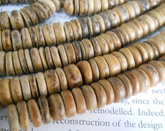 10mm tumbled coconut heishi beads, 15.5 inch
