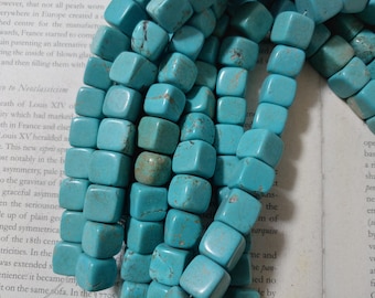 12mm howlite turquoise cube beads, square beads. 15.5 inch