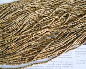 Cuentas heishi de coco de 3-4 mm, cuentas de disco de cáscara de coco, cuentas espaciadoras, tira de 20" de largo.