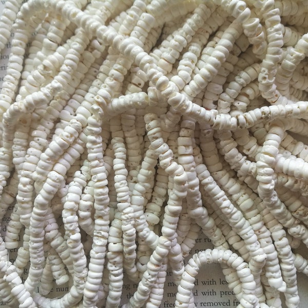 6mm Puka beads, nature white puka beads, craft shell beads, around 6mm, 15 inch long