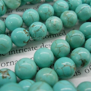 wholesale-3 strands-4mm, 6mm, 8mm, 10mm natural stablized howlite turquoise round beads. image 3