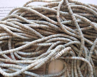 4mm sea shell heishi beads, tiny natural pale gray heishi chip beads, 24 inch