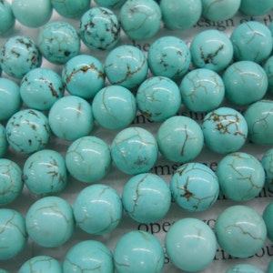 wholesale-3 strands-4mm, 6mm, 8mm, 10mm natural stablized howlite turquoise round beads. image 1