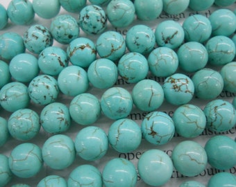 wholesale-3 strands-4mm, 6mm, 8mm, 10mm natural stablized howlite turquoise round beads.