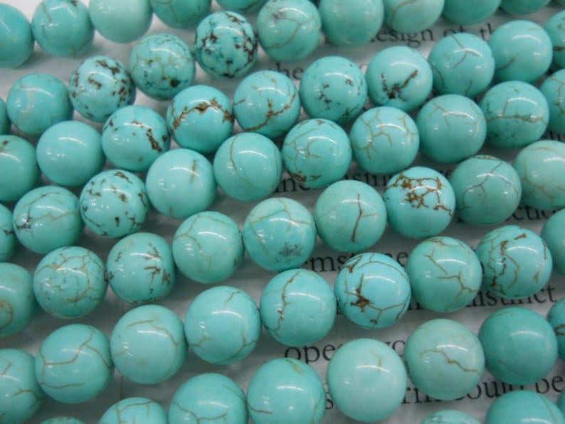 wholesale-3 strands-4mm, 6mm, 8mm, 10mm natural stablized howlite turquoise round beads. image 1