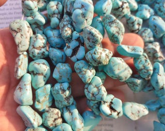 Howlite Turquoise freeform nugget beads, 15-18mm, 15.5 inch