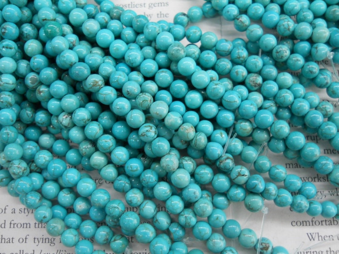 Beveled Genuine Turquoise Beads 6mm Sterling Silver Navajo Pearl