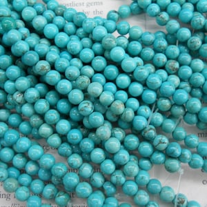 6mm turquoise round beads, 15.5&quot; long