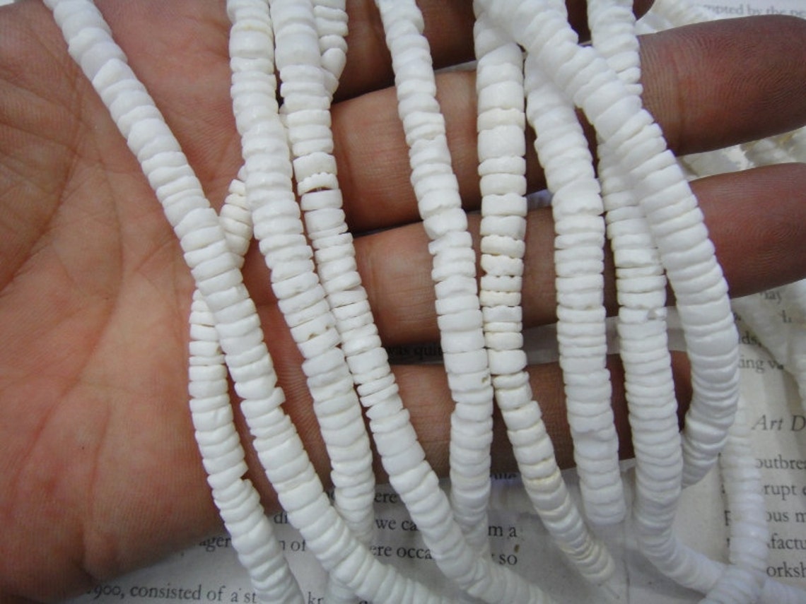 6mm natural white shell heishi beads 24 inch Etsy