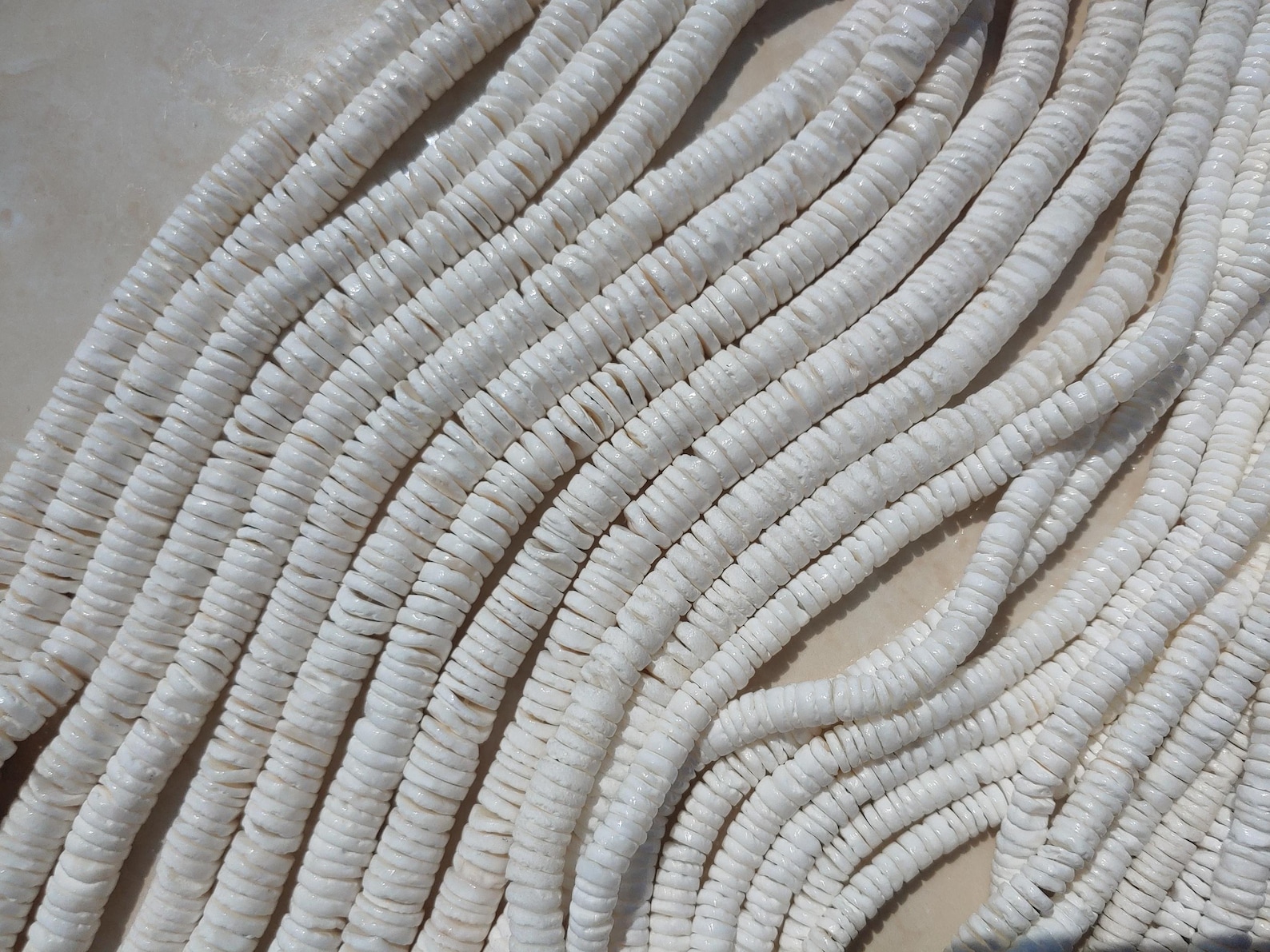 Nature White Shell Heishi Beads Spacer Beads Disc Beads Variety Sizes ...
