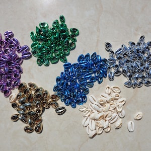 metallic cowrie Shell beads, cut cowrie Beads, slice cowrie , craft shell, shell supplies.