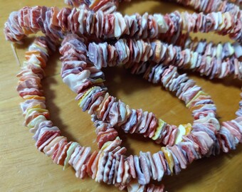 Natural Rainbow color Shell square Heishi beads, nature MOP Square Disc chip beads, 15.5" stand