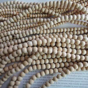 Nautral white, off white wood round beads, 6mm, 16 inch