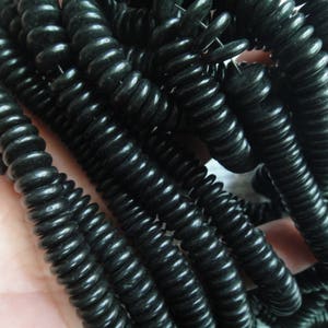 black color, 10mm tumbled coconut heishi beads, 15.5 inch