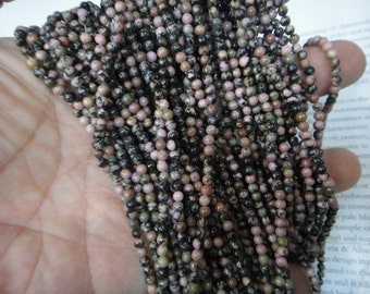 la rhodonite naturelle 2mm perles rondes, 15,5 pouces