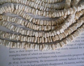Square shape, 8mm natural coconut shell bead, disc beads, spacer beads, white/off white color.
