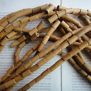 8x15mm natural wood tube beads, 15pcs.