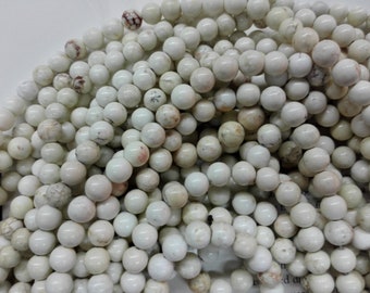 8mm white turquoise round beads, 15.5 inch