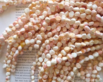 Nature pink nugget shell beads, pink free form beads, pink nugget beads, 15 inch