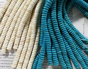 8mm turquoise heishi beads, turquoise disc beads, turquoise spacer beads, 110+ beads