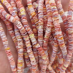 nature rainbow color sea shell heishi beads, nature multi color MOP heishi chip beads, 24 inch