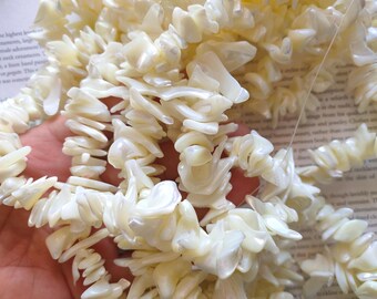 Nature Shell big chip beads, natural white color. 15-30mm, 15.5 inch