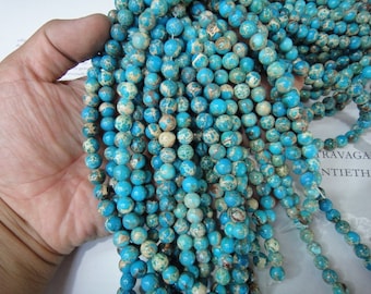 8mm light blue impression jasper round beads, 15.5 inch